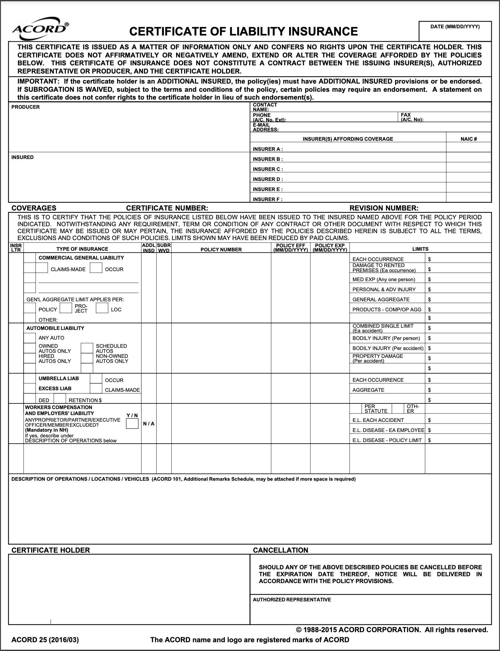 acord 25 certificate of insurance fillable, acord 25 certificate of insurance form, acord certificate of insurance form 28