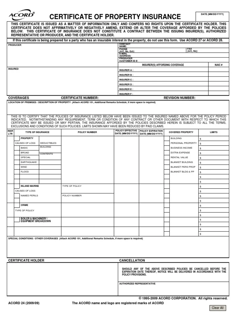 You are currently viewing Acord Certificate of Homeowners Insurance Form Free Fillable (10 Key Facts)