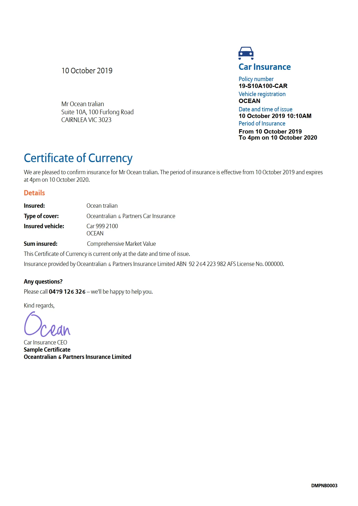 Read more about the article Car Insurance Certificate of Currency Template Free (Protection on 2024 Road)