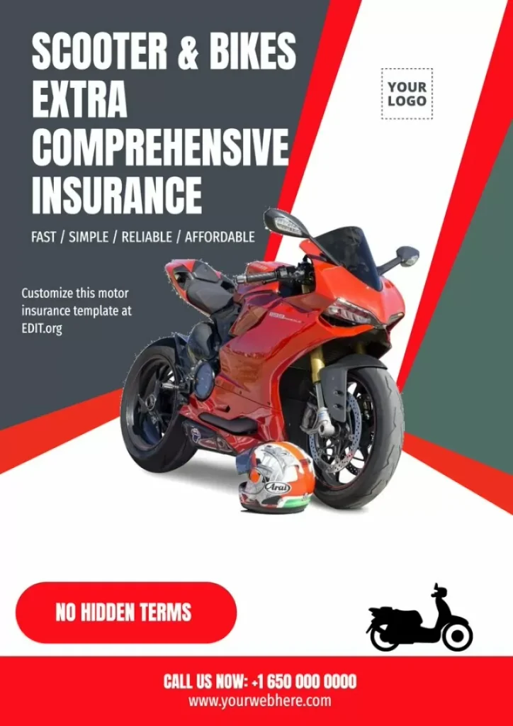 car insurance advertisement poster, bike and car insurance poster, creative car insurance poster