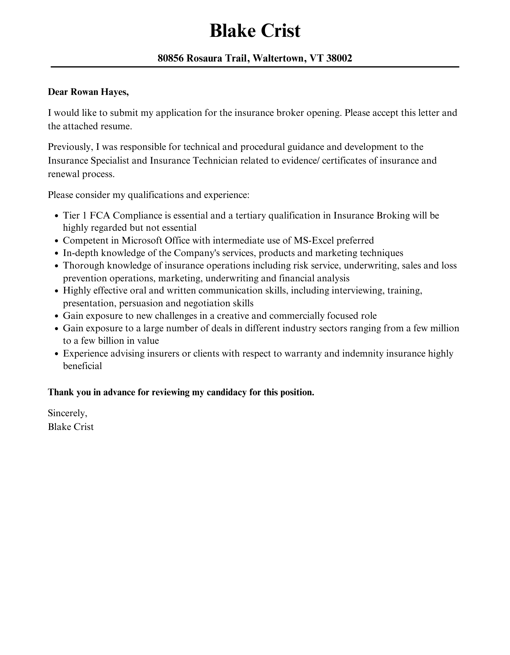 You are currently viewing Free Insurance Broker Cover Letter Sample (2024 Winning Formula)