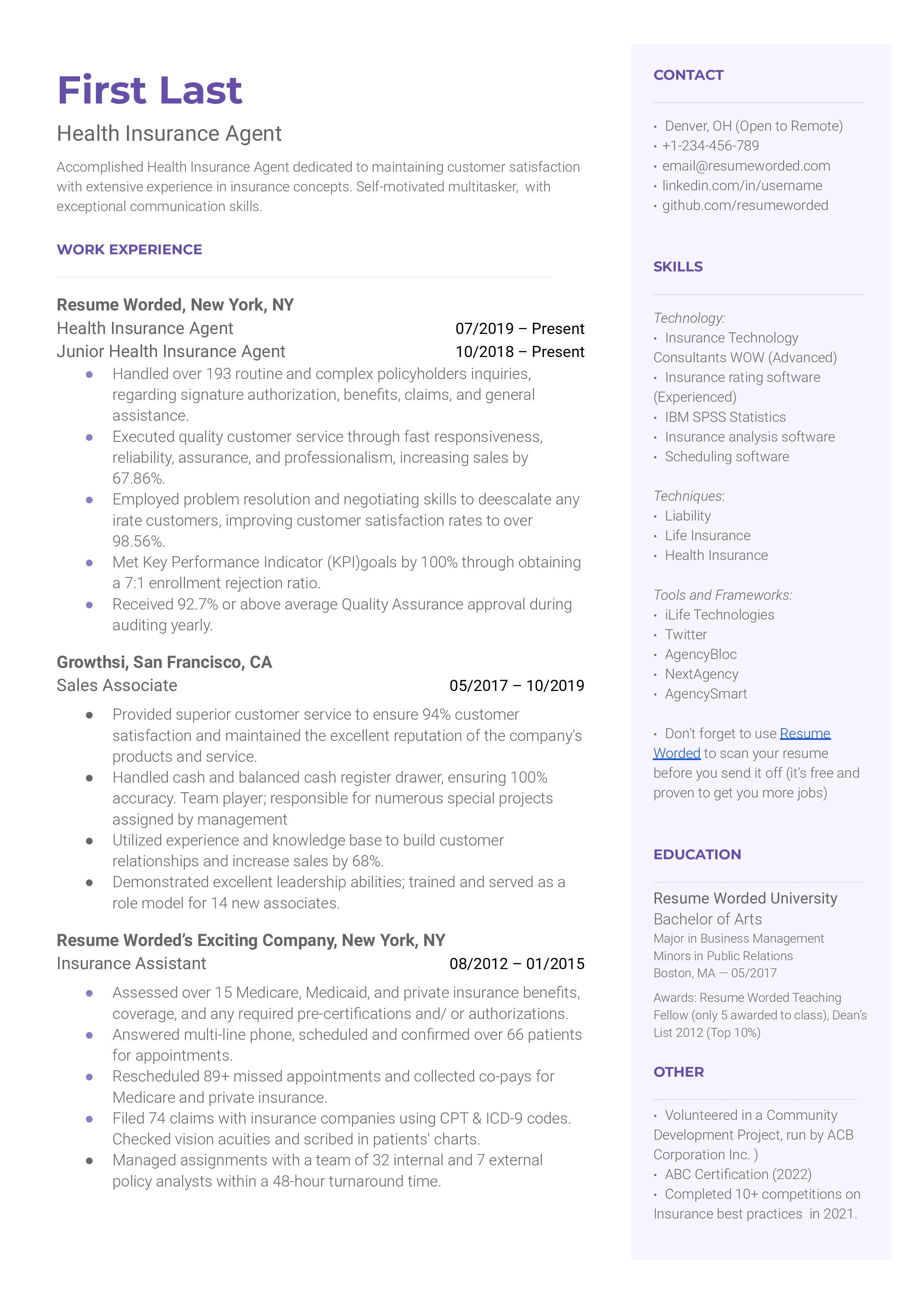 You are currently viewing Health Insurance Agent Resume Sample (2024 Free Format Madness)