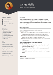 Read more about the article Health Insurance Specialist Resume Sample Free (Achieving 90% Excellence)