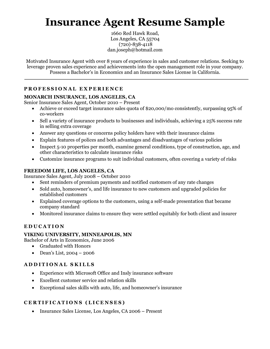 You are currently viewing Insurance Agent Resume Sample Free (Climb the 2024 Insurance Ladder)