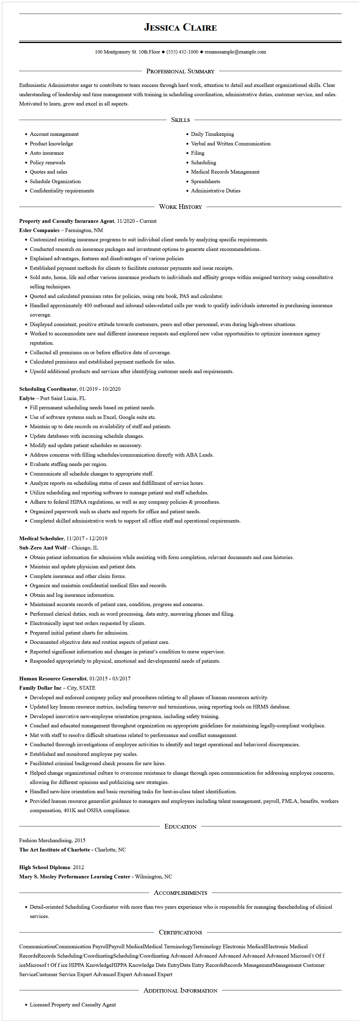 You are currently viewing P&C Insurance Agent Resume Sample (Free 2024 Best Format)