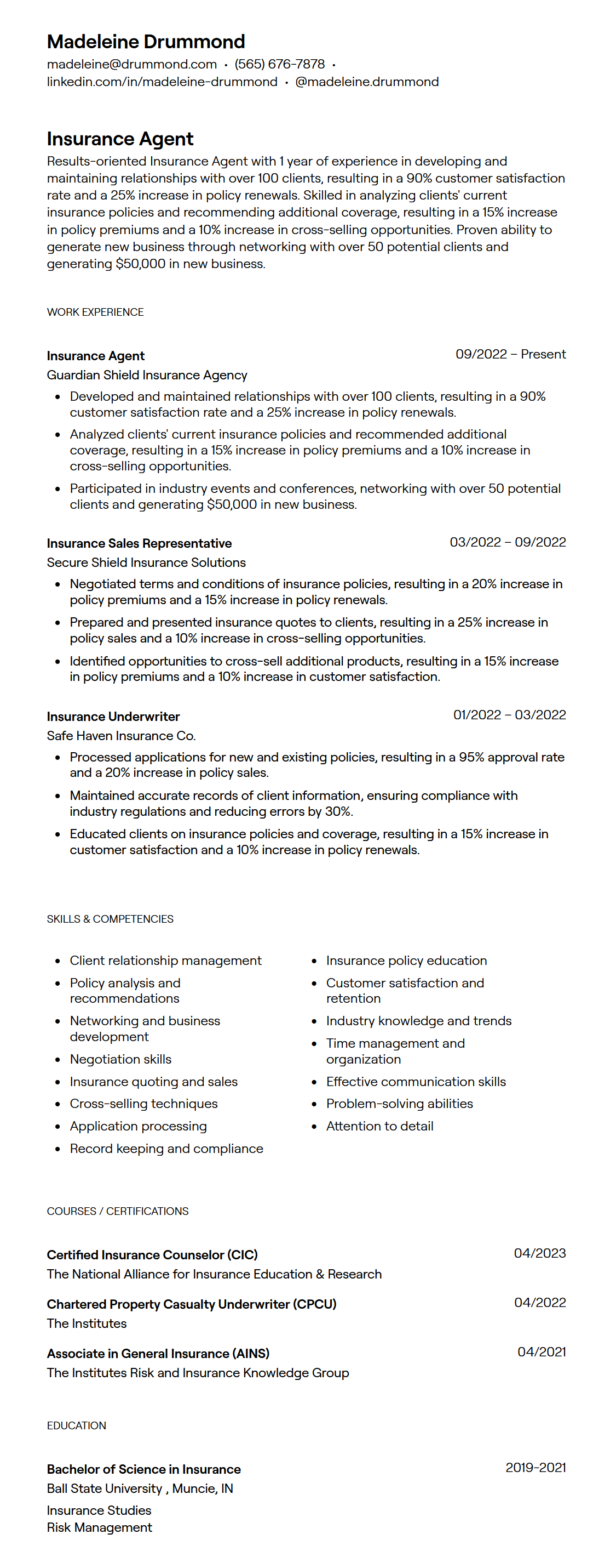 Read more about the article Free 2024 Entry Level Insurance Agent Resume Examples