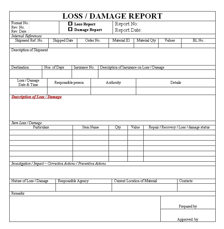 insurance damage report template, damage insurance report template, cause of damage report insurance template, damage report form template, insurance claim house damage report template, insurance loss report template